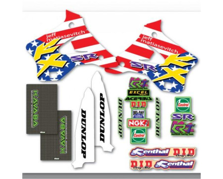 KIT DECO COMPLET  TEAM KAWASAKI REPLICA KAWASAKI 125 250 KX DE 1994 à 1998