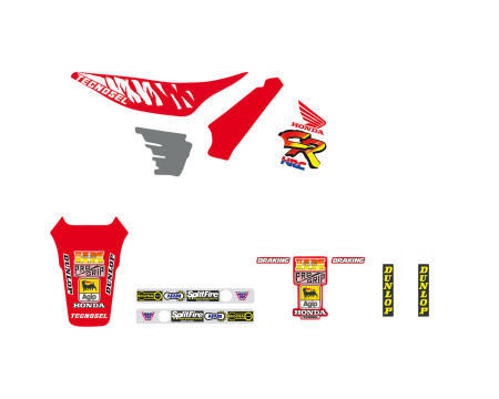 KIT DECO ET HOUSSE DE SELLE TECNOSEL TEAM HONDA 1991 CR125 (1991-1992)