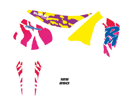 KIT DECO ET HOUSSE DE SELLE TECNOSEL SUZUKI D'ORIGINE 1992 RM125/250 (1989-1992)