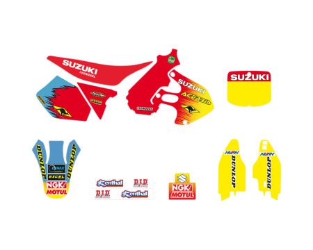KIT DECO ET HOUSSE DE SELLE TECNOSEL TEAM SUZUKI 1999 RM125/250 (1999-2000)